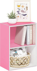 Furinno Luder Bookcase / Book / Storage, 2-Tier, Pink/White
