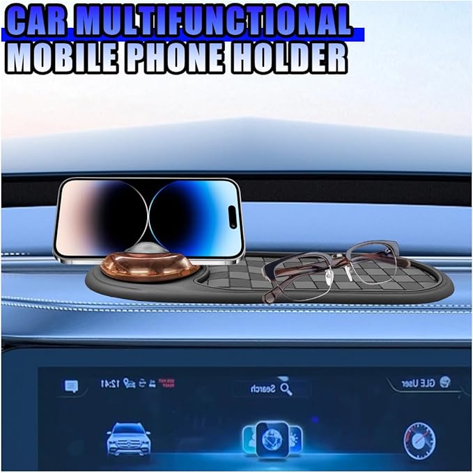 Multifunction Car Anti-Slip Mat, Rotatable Vehicle Phone Holder with Temporary Parking Number, Universal Auto Dashboard Organ