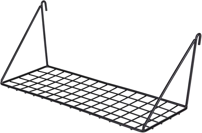 Kaforise Hanging Straight Shelf for Wire Wall Grid Panel, Small Wire Wall Organizer and Display Shelf, Size 11.8" X 4.3",Blac