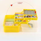 BTSKY 3-Layer Plastic Dividing Storage Box Craft Organizer with Adjustable Spacers Portable Handled Art Supply Organizer Mult