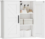 Homleke Bathroom Wall Cabinet, Over Toilet Storage Cabinet with Barn Doors and Adjustable Shelves, 3-Tier Medicine Cabinet Wa