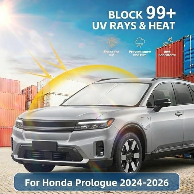 Windshield Sun Shade for Honda Prologue 2024 2025 2026 Sunshade Front Window Shade Custom Fit Prologue Accessories Sun Visor Foldable Shade Blocks UV Rays Accessories