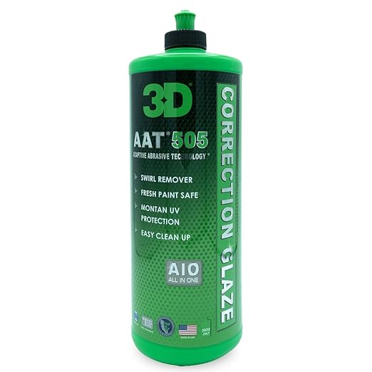 3D AAT 505 Correction Glaze - 32oz - Body Shop Swirl Remover for Freshly Painted Vehicles - Montan UV Protection - Easy Clean Up - Adaptive Abrasive Technology