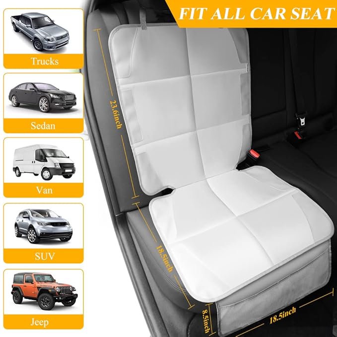 Meolsaek Car Seat Protector for Child Car Seat, Durable 600D Fabric Waterproof Car Seat Cover with Thick Pad Non-Slip Backing