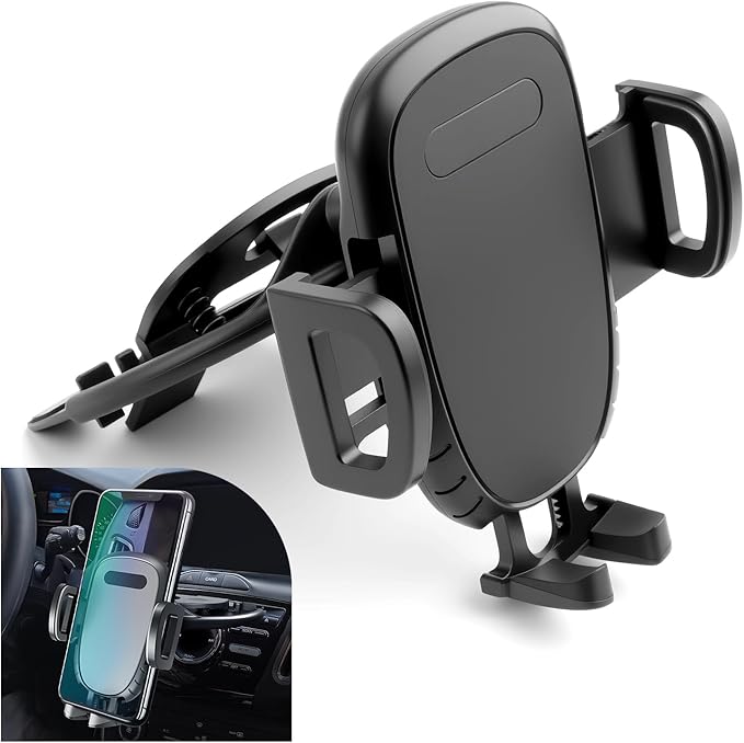 2026 Upgraded CD Phone Holder for Car,360° Rotation CD Slot Phone Mount with Extendable Clamp Arm,Anti Shake Car Phones Holder CDs Slot Mount Fit 4.5-6.8 Inch Cell Phones