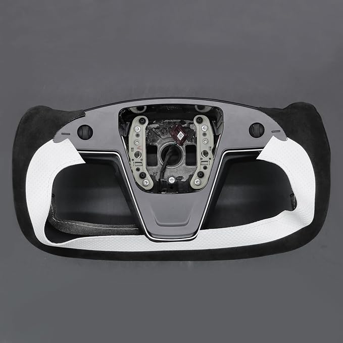 MEWANT Hand Stitched Tesla Model S Yoke Real Leather Steering Wheel Cover Wrap for Tesla Model S 2021-2023 / Model X 2021-2023 Tesla Yoke Steering Wheel Accessories(3D Style)