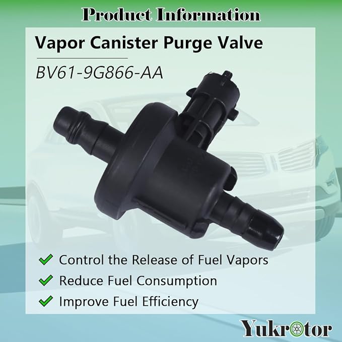 Vapor Canister Purge Valve BV619G866AA Compatible with 2013-2018 Ford Escape, 2014-2019 Fiesta, 2013-2018 Focus, 2015-2018 Li