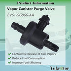 Vapor Canister Purge Valve BV619G866AA Compatible with 2013-2018 Ford Escape, 2014-2019 Fiesta, 2013-2018 Focus, 2015-2018 Li