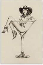 Vintage Western Canvas Wall Art Coquette Cowgirl Martini Posters Prints 20x30 in Unframed Retro Bar Cart Cocktail Artwork Aes