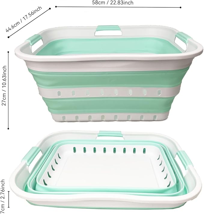 SAMMART 42L (11 gallon) Collapsible Plastic Laundry Basket - Foldable Pop Up Storage Container/Organizer - Space Saving Hampe