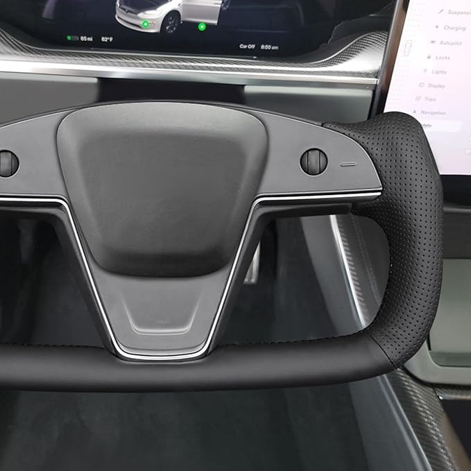 MEWANT Hand Stitched Tesla Model S Yoke Steering Wheel Cover Wrap for Tesla Model S 2021-2023 / Model X 2021-2023 Tesla Yoke Steering Wheel Accessories