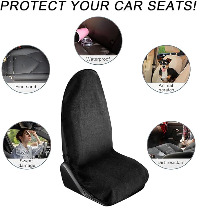 Waterproof Car Towel Seat Cover, Sweating Non-Slip Premium Towel Carseat Cover Protector, Universal Soft Machine Washable Car