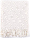 BATTILO HOME Cream Throw Blanket for Couch, Boho Bedroom Decor Throws, Decorative White Throw for Sofa Living Room, 50"x60"