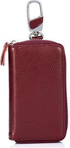 Large Leather Key Case Wallet with 12 Hooks & 1 Keychain/Ring for Men or Women
