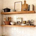 ROGMARS 36 Inches Long Walnut Floating Shelves,Rustic Solid Wood Farmhouse Wall Shelves with Invisible Brackets for Bathroom,