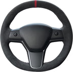 MEWANT Tesla Hand Stitched Steering Wheel Cover for Model 3/Y Accessories