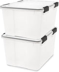 IRIS USA WeatherPro 47 Qt Storage Bins with Lids, 2 Pack, BPA-Free Plastic Gasket Box with Tight Latch and Seal, Stackable Ne