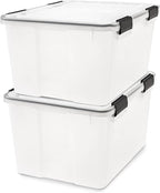 IRIS USA WeatherPro 47 Qt Storage Bins with Lids, 2 Pack, BPA-Free Plastic Gasket Box with Tight Latch and Seal, Stackable Ne