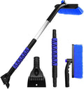 Snow Brush with Ice Scraper, Ice Scrapers, Car Windshieldand Extendable Snow Brush with Foam Grip and 360° Pivoting Brush Head, Detachable Snow Scrapers & Ergonomic Foam Grip for Cars (Blue)