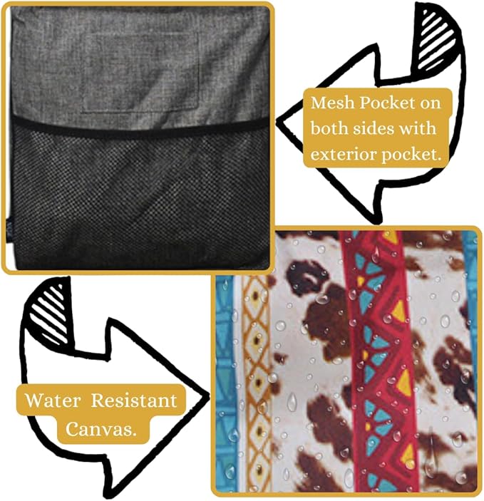 NGIL Extra Large Utility Tote Reusable Grocery Organizing Bag Oversized Collapsible for Storage, Picnic,Car, Beach (Tribal Cow-black)