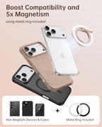SYNCWIRE Magnetic Phone Ring Holder for MagSafe, 360° Rotation Cell Phone Grip Stand Finger Ring Kickstand Two-Sided Magnet Compatible with iPhone 17 Pro Max 16 15 14 13 12 MagSafe Accessories