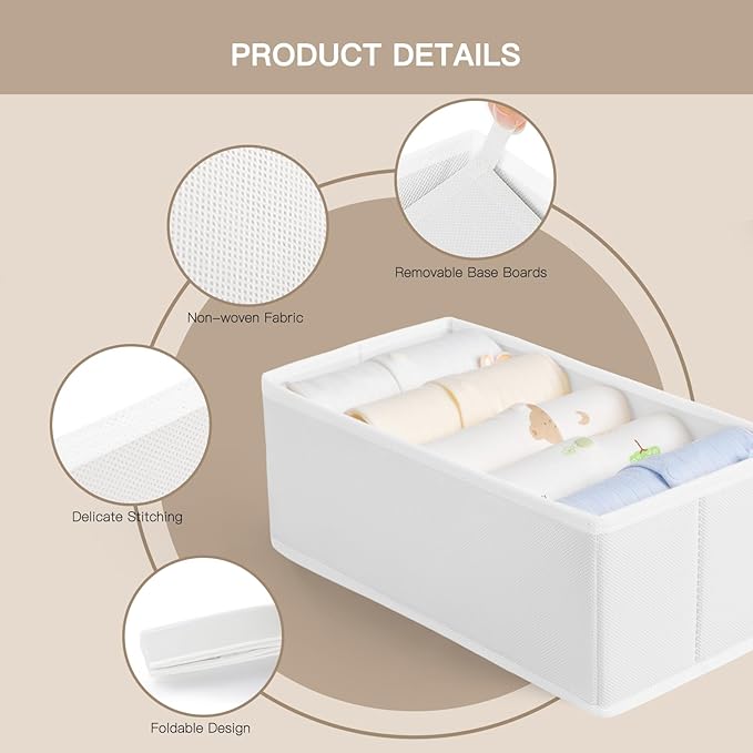 Criusia Drawer Organizer Clothes, 10 Pack Dresser Organizer for Baby Clothes, Underwear, Sock- Foldable Closet Organization a
