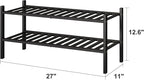 viewcare 2-Tier Black Bamboo Shoe Rack for Entryway, Stackable | Foldable | Natural, Shoe Shelf Storage Organizer for Hallway