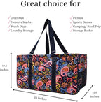 NGIL Extra Large Utility Tote Reusable Grocery Bag Oversized Collapsible for Groceries, Storage, Picnic, Beach (Paisley Perfection-Navy)