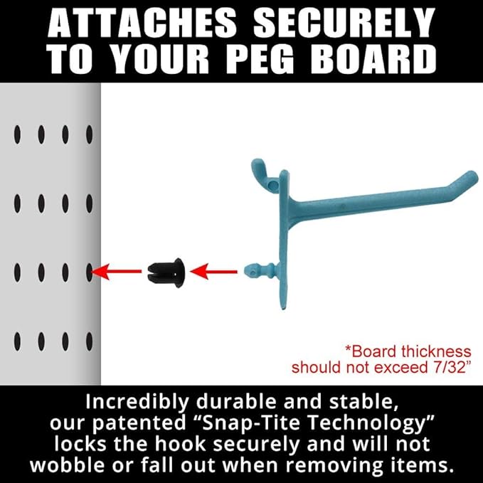 PegPro® 2" Hooks Kit for Standard “Wood Fiber” pegboard – Durable Plastic Pegboard Hooks - for Garage, Kitchen, Craft Room, a
