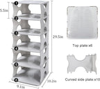 6-Tier Shoe Rack, Stackable Storage Organizer for Bedroom Entry, Adjustable Rack, Shoe Slots Shelf, Easy Tower Rack, Grey