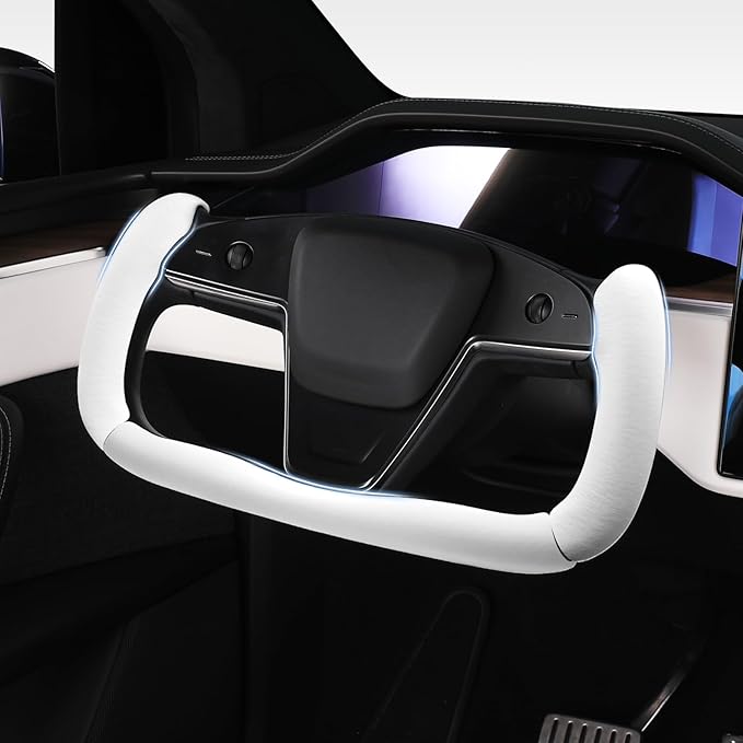 Steering Wheel Cover for Tesla Yoke Steering Wheel, Car Steering Wheel Cover for Tesla Model S 2021-Present/Model X 2021-Present Steering Wheel Accessories White