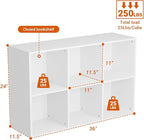 Wooden 6 Cube Storage Organizer with Closed Back Panel, Modern Open Cube Storage Shelf Bookshelf with Compartments, Cube Shel
