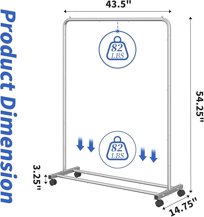 Simple Trending Standard Clothes Clothing Garment Rack with Storage Shelves, Rolling Clothes Organizer on Wheels for Hanging 