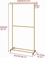 Sywhitta Double Rod Clothing Garment Rack, Rolling Clothes Organizer on Wheels for Hanging Clothes, Easy to Assemble, Adjusta
