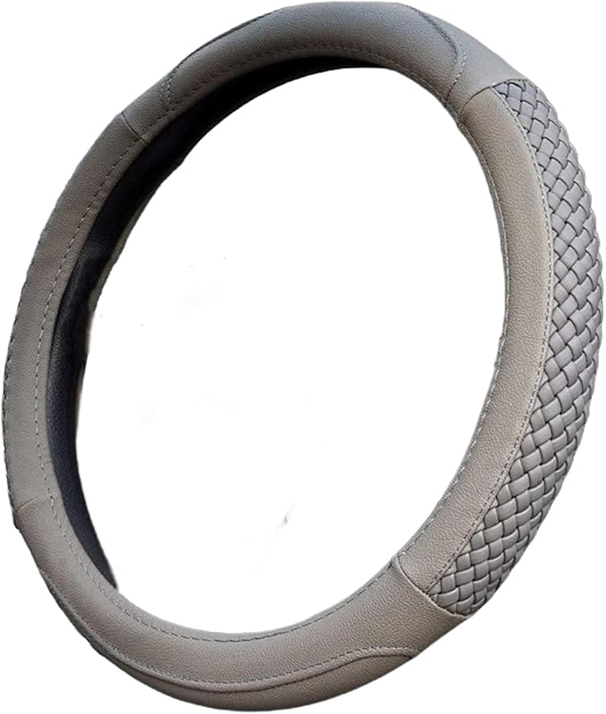 Moyishi Top Leather Steering Wheel Cover Universal Fit Soft Breathable Steering Wheel Wrap (Grey)