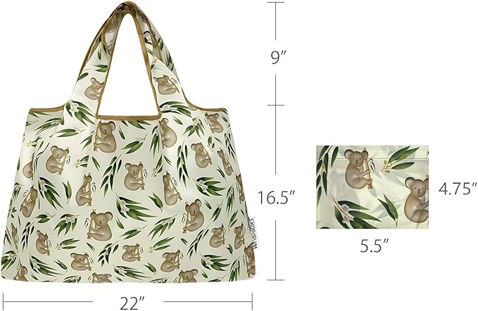 allydrew Large Foldable Tote Nylon Reusable Grocery Bags, 6 Pack