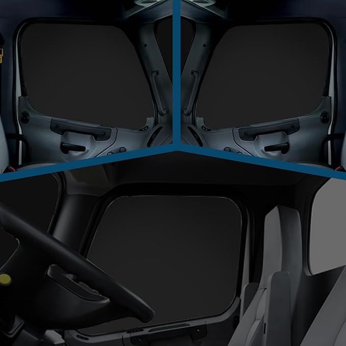 Side Window Sun Shade for Freightliner Business Class M2 S22002-2026, Custom Fit 210T Reflective Sunshade for Semi Truck, 6-Layer Heat Insulation Privacy Protector, Block 99% UV Rays, 2PCS