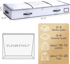 TAILI Under Bed Jumbo Vacuum Seal Storage Bags for Comforters and Blankets, Large Capacity White Foldable Box Save 80% Space,