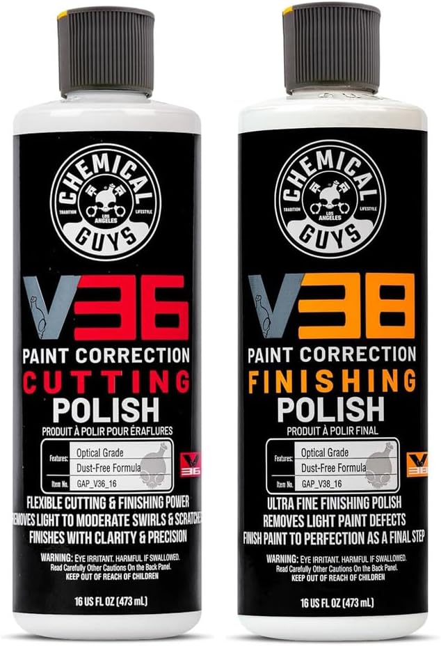 Chemical Guys Gap VKIT 101 V36 Optical Grade Cutting Polish and V38 Final Polish, 16 Ounce, 2 Items