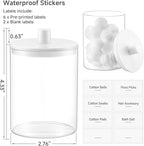 TIPGO Glass Qtip Holder Dispenser for Bathroom - 10 oz Clear Canister Apothecary Jar for Cotton Swabs, Balls, Pads, Floss Pic