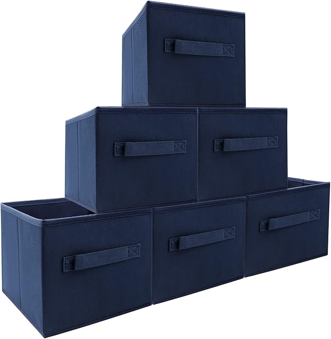 EBIGIC Small Storage Bins,Collapsible Fabric Storage Organizer 9.0"x7.5"x7.5" 6 Pack,Mini Storage Box,fit for closet, living 
