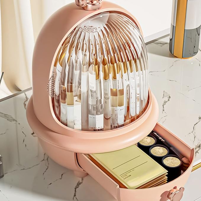 DOITOOL Box Makeup Box Storage Shelf Display Cabinet Skin Care Storage Pink Cosmetic Organizer Desktop Syrup