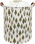 Nursery Laundry Basket Canvas Fabric Baby Boy Storage Bins,Collapsible Woodland Hamper,Waterproof Storage Baskets with Leathe