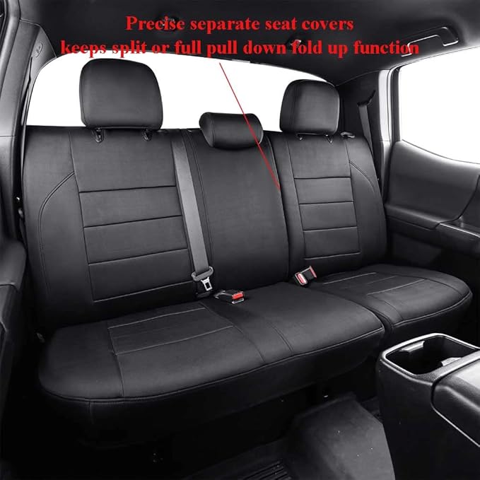 EKR Custom Fit Tacoma Neoprene Car Seat Covers for Select Toyota Tacoma 2016 2017 2018 2019 2020 2021 2022 2023 Double Cab/Cr