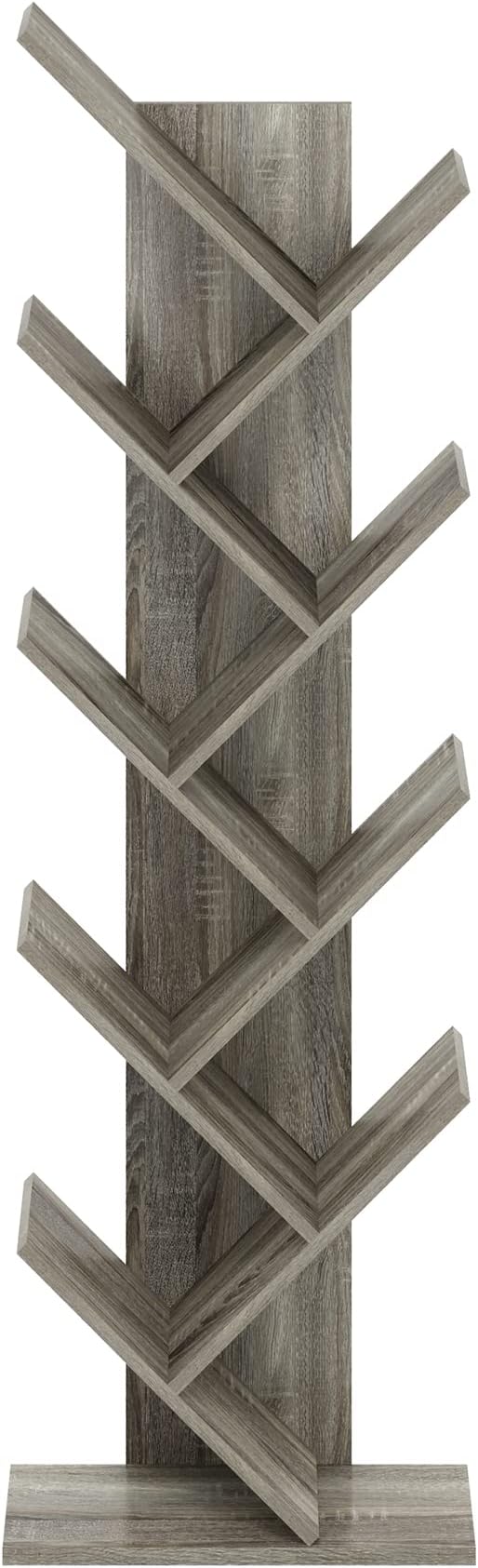 Furinno TREE Book Shelf, 9-Tier Bookshelf, Tree Bookcase with Angled Open Shelf, 8.4 x 15.7 x 50.9, for Room Decor, for Livin