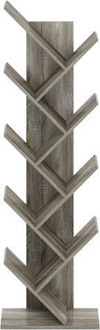 Furinno TREE Book Shelf, 9-Tier Bookshelf, Tree Bookcase with Angled Open Shelf, 8.4 x 15.7 x 50.9, for Room Decor, for Livin