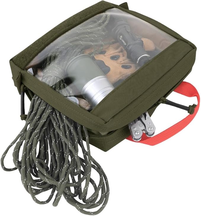 KRYDEX Clear Top Insert Bag with Hook Panel Tactical Packing Cube Travel Organizer Bag (Large-RG)