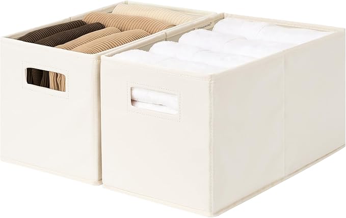 StorageWorks Fabric Storage Baskets for Shelves, Closet Organizers and Storage Bins, Collapsible Storage Bins with Cutout Han
