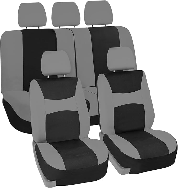 FH Group Car Seat Covers Full Set Cloth - Universal Fit, Automotive Seat Covers,Low Back Front Seat Covers,Airbag Compatible,