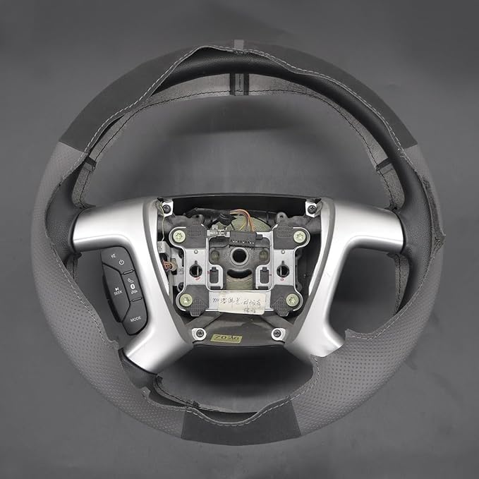 MEWANT Hand Stitch Steering Wheel Cover for Chevy Silverado 1500 2500 Suburban Tahoe Athsuede Real Leather Steering Wrap